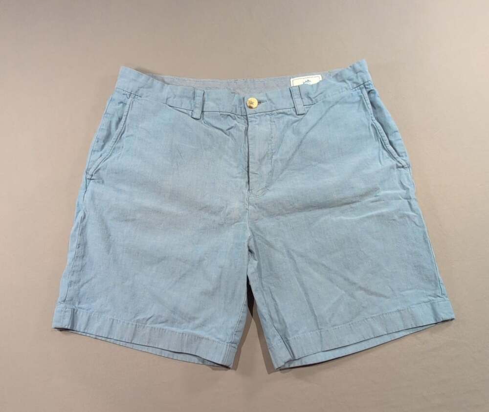 Southern Tide Chino Shorts Size W35 Blue Cotton Blend Flat Front